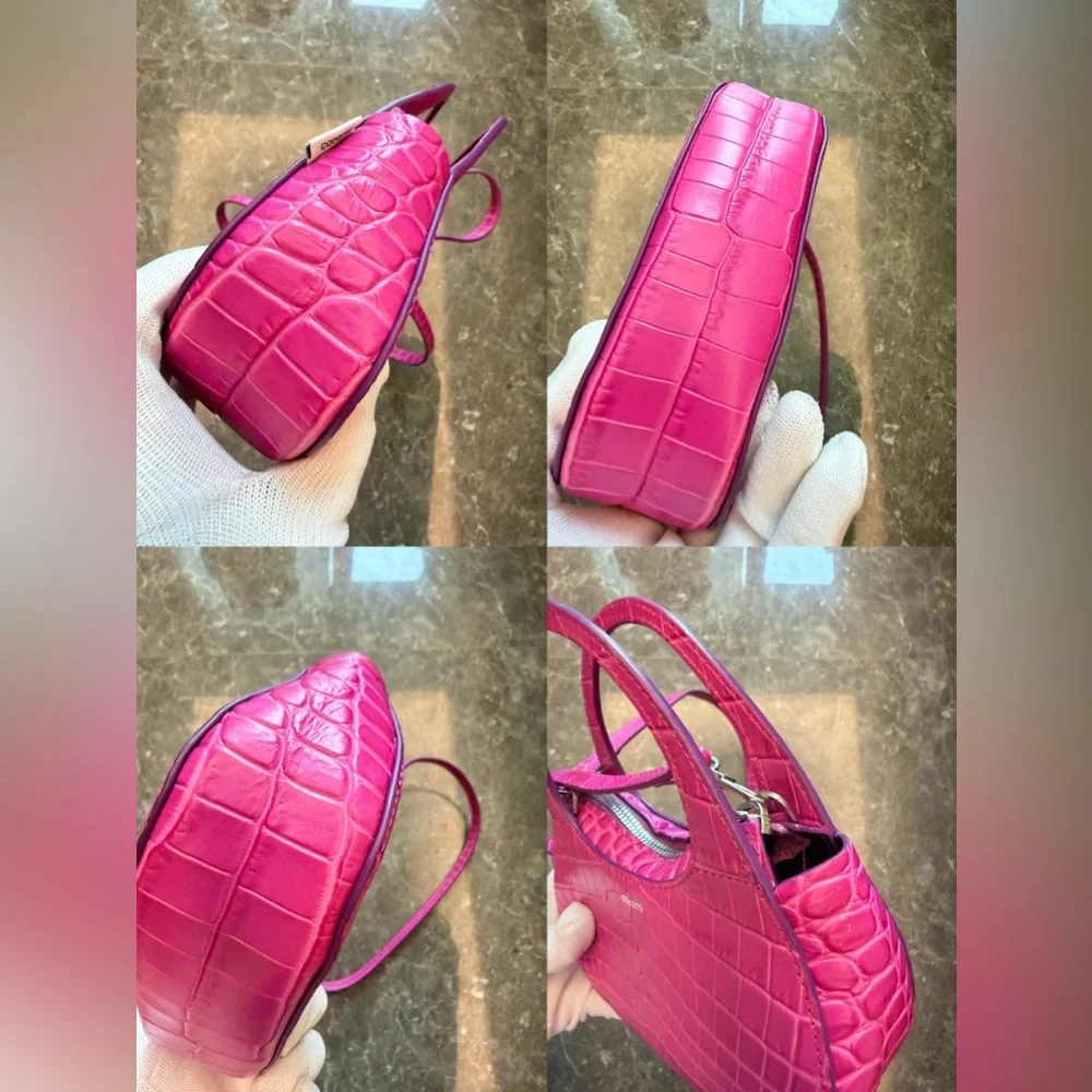 Coperni Fuchsia Croc-Embossed Mini Crossbody Bag